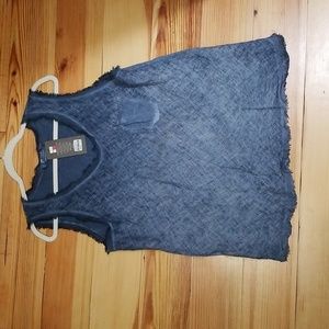 Tina Stephens Travel Friendly Made in Italy Crinkle Linen Raw Edge Top NWT  M/L
